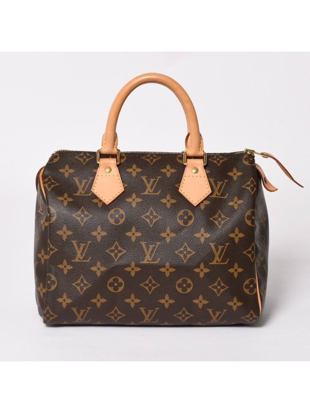 Louis Vuitton Speedy 25 Handbag Monogram Leather Brown Gold